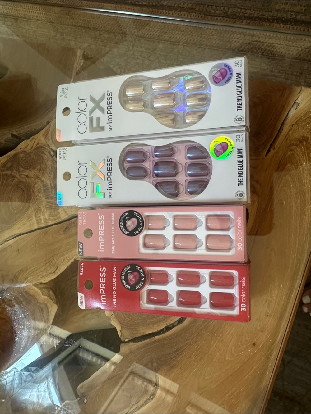 imPRESS Press-On Nail Bundle in Red, Blush Pink, Iridescent & Pearl